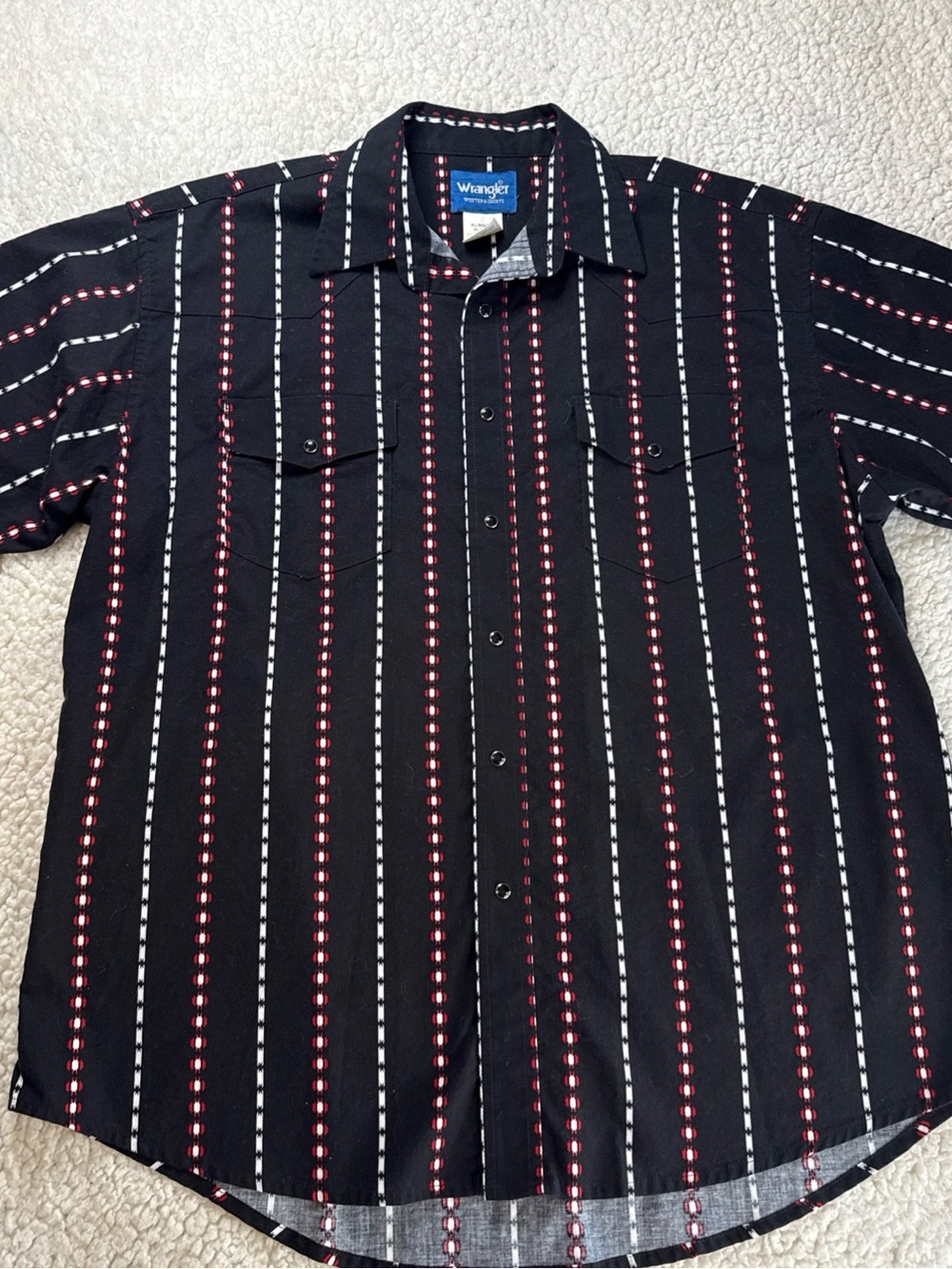Vintage Wrangler brushpopper Western Shirt Black Pearl Snaps size XL Rodeo